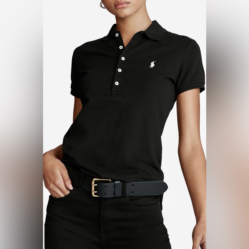 Polo Ralph Lauren Julie Short Sleeve Polo Black Size (L) MSRP $125